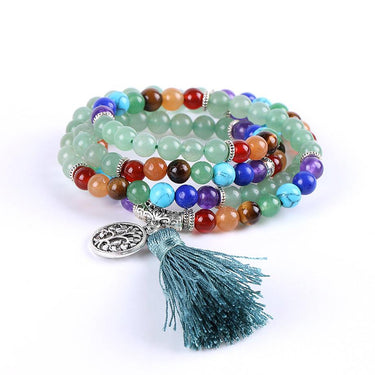 Tree of Life 7 Chakra Green Aventurine 108 Mala Beads Bracelet-Your Soul Place